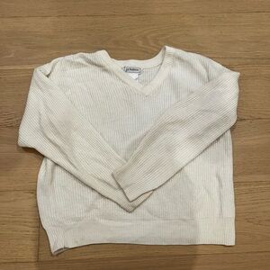L.L. Bean Cream V-Neck Sweater